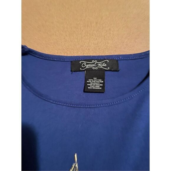 Crystal Kobe Women's Medium Blue Long Sleeve Shirt Christmas Tree - Picture 3 of 6